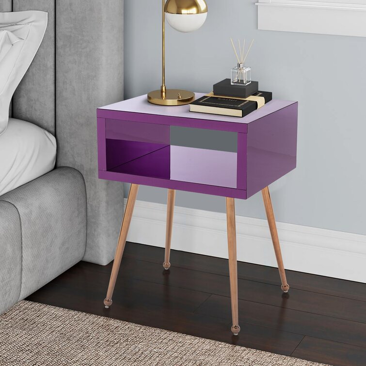 Mercer41 Brett Stainless Steel Nightstand In Purple Wayfair   Brett Stainless Steel Nightstand In Purple 